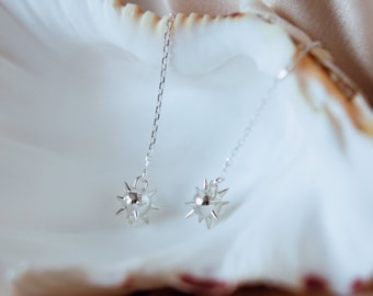 Spiked Dreschflegel Keule Ohr-Durchzieher - Sterling Silber Rüstung Knightcore Ohrring