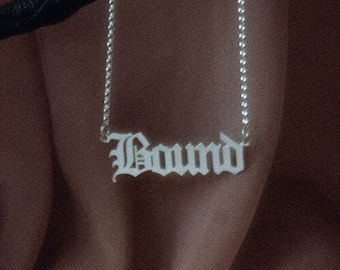 Bound Nameplate Necklace - Sterling Silver Gothic Font Old English Nameplate LGBTQ