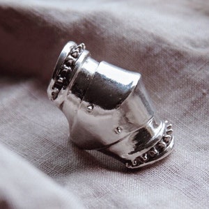 armor ring inspired by joan of arc and medieval armor and crafted in sterling silver