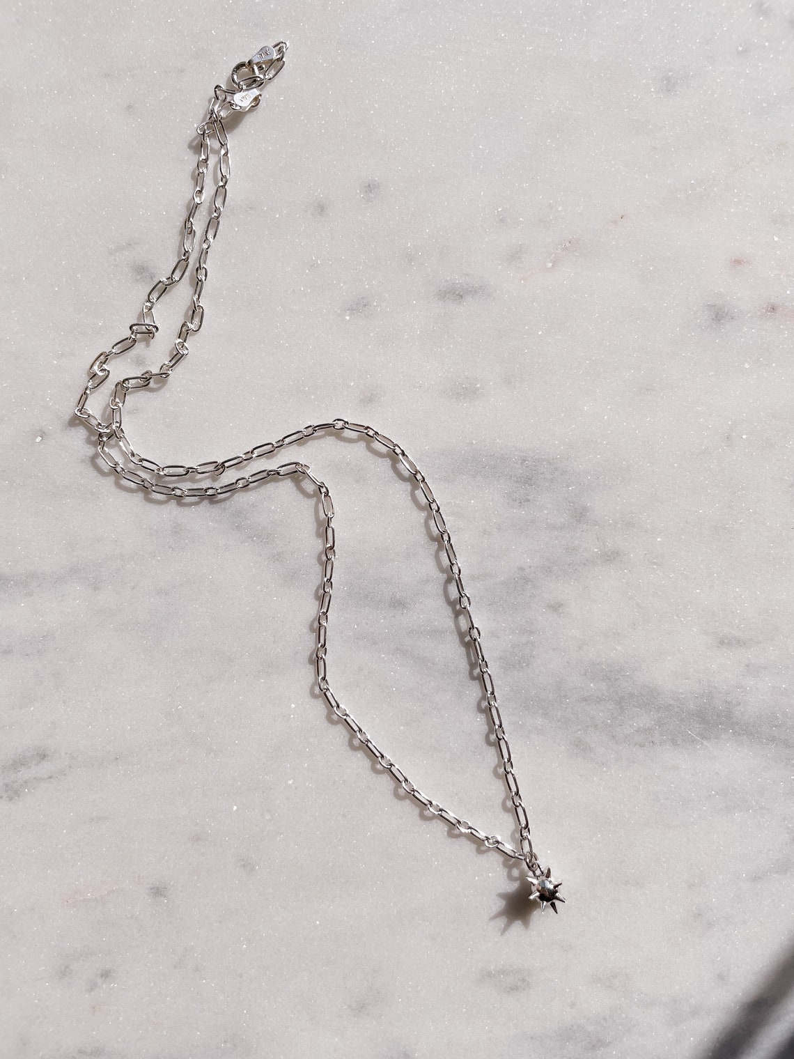 Spiked Flail Mace Necklace Sterling Silver Armor Knightcore Etsy