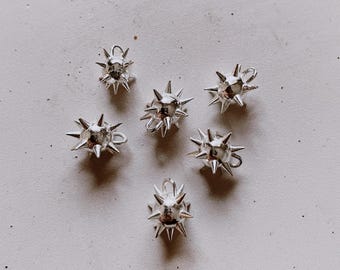 Spiked Flail Charm - Sterling Silver Medieval Flail, Fantasycore, Ren Faire Accessory, Mace, Medievalcore