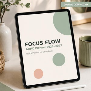 Agenda digital Focus Flow para TDAH 2026-2027 – GoodNotes PDF (Descarga digital)