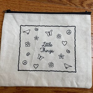 Illustrated Zippered Natural Pouches