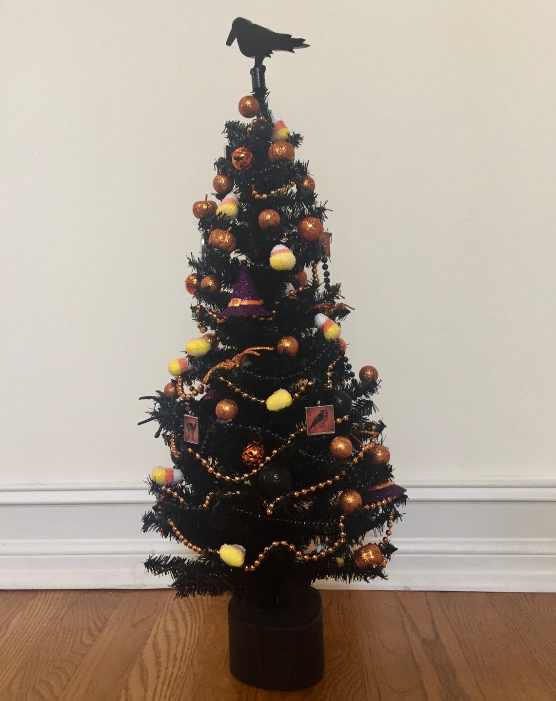 Black Halloween Tree With Decorations Etsy
