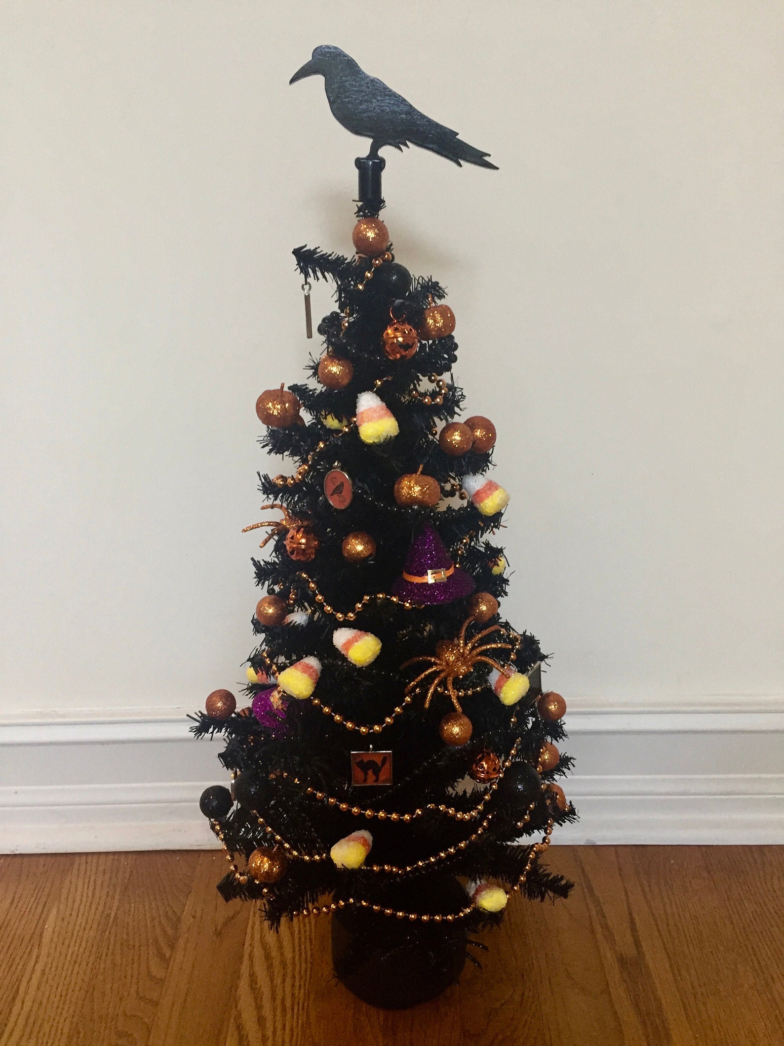 Black Halloween Tree With Decorations Etsy