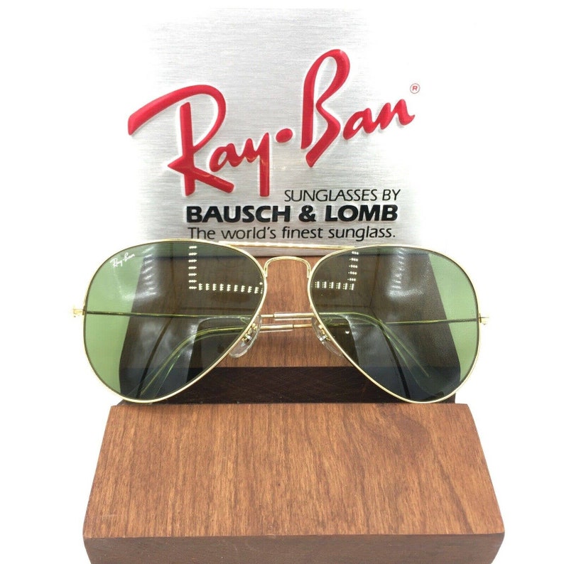 Óculos de sol vintage Ray Ban B&L GREEN RB3 aviador 58mm NOS imagem 1