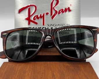 Óculos de Sol Vintage B&L Ray Ban L1725 G15 UV Crystal Acetate Tartaruga Wayfarer II