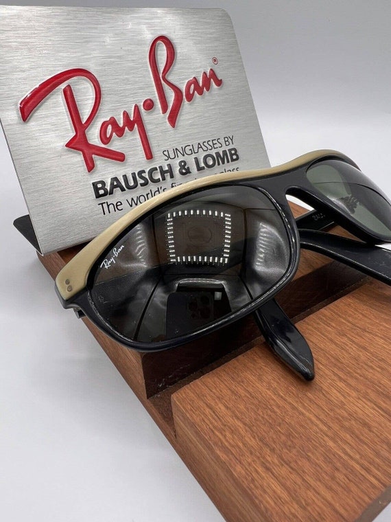 Vintage Ray Ban B&L BLACK and Gold Balorama wrap … - image 3