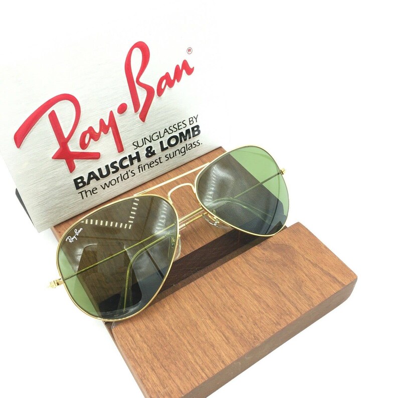 Óculos de sol vintage Ray Ban B&L GREEN RB3 aviador 58mm NOS imagem 2