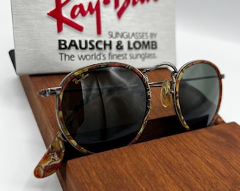 Vintage B&L Ray Ban w1677 Gunmetal Mosaic Runda solglasögon USA g15 49 mm