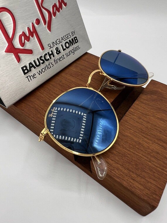 Vintage Ray Ban Bausch and Lomb Blue Mirror Gold R