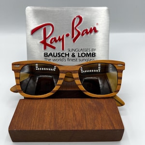Vintage Ray Ban BL Wayfarer Braun Woodies Tiki 5022 USA