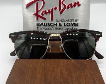 VINTAGE B&L Ray Ban W1116 Dark TORT/Gold G15 Clubmaster II-zonnebrillen