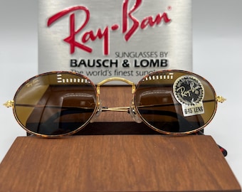 New Old Stock Ray Ban W2183 sunglasses Gold Tort OVAL AVIATORS B-15 Brown Lens