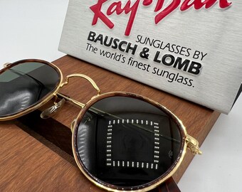 47mm Vintage B&L Ray Ban W1675 Gold Tortoise Aviator Sunglasses 