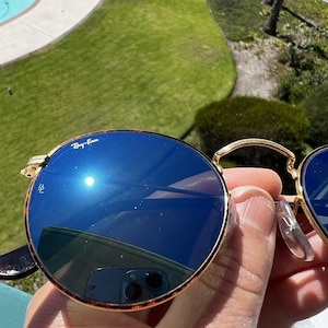 Vintage Ray Ban B & L blau verspiegelte runde Schildkröte 50 mm USA Custom Sonnenbrille Bild 2
