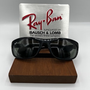 Occhiali da sole vintage B&L RAY-BAN L2870 G15-UV Balorama Wrap neri e cristallini, anni &#39;80