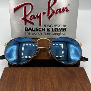 Vintage Ray Ban B & L blau verspiegelte runde Schildkröte 50 mm USA Custom Sonnenbrille Bild 1