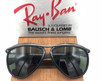 VINTAGE B&L Ray Ban W0641 Full Black G15 Olympian Aviator Sunglasses w/CASE