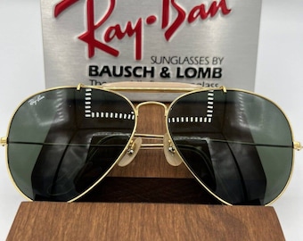Vintage Ray Ban Shooter Sunglasses, Gold Aviator Goggles, 80s