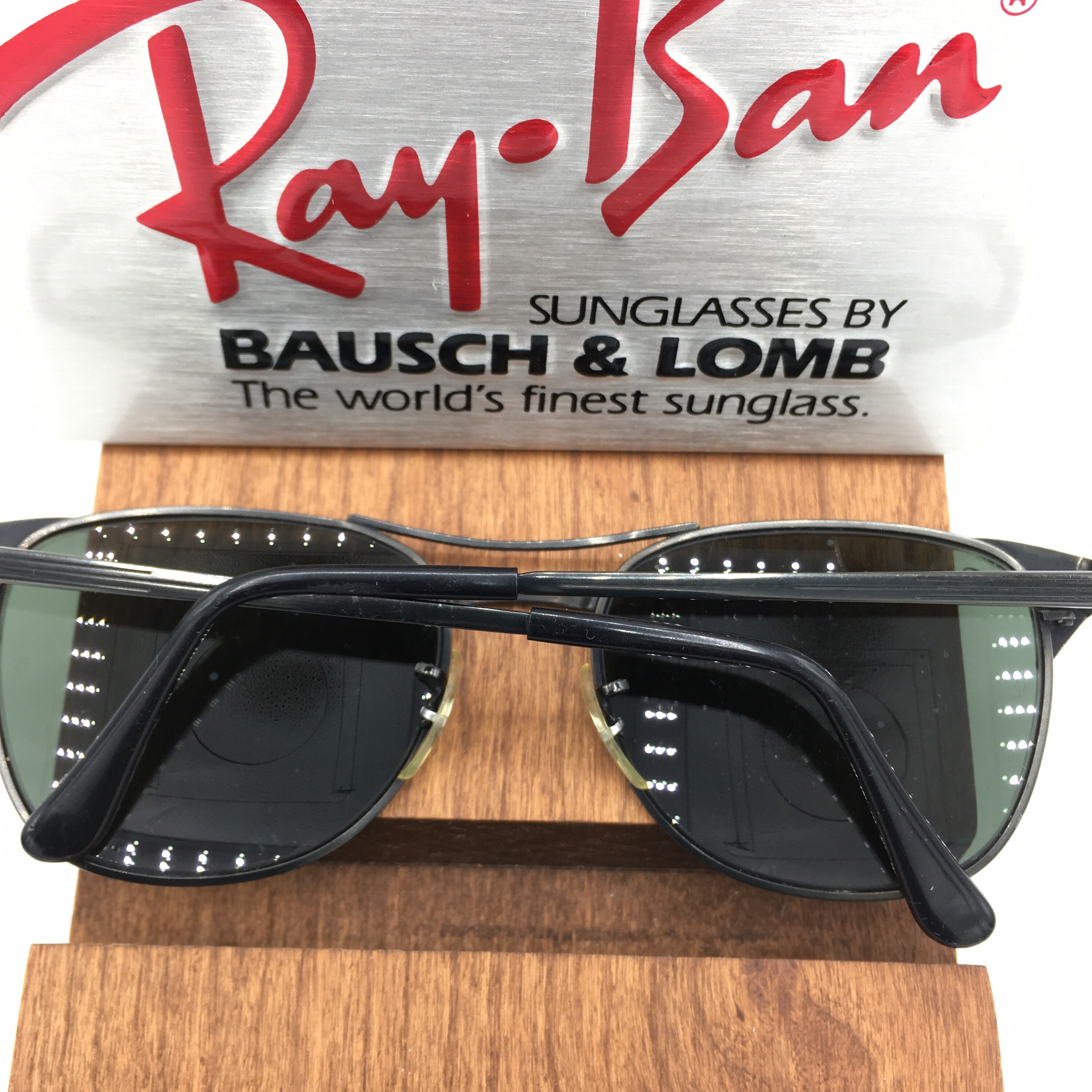 Vintage Ray Ban B&L Black Chrome Signet II W1302 Sunglasses