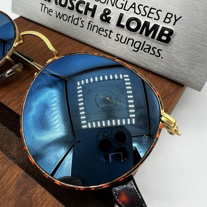 Vintage Ray Ban B & L blau verspiegelte runde Schildkröte 50 mm USA Custom Sonnenbrille Bild 4