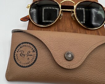 47mm Vintage B&L Ray Ban W1675 Gold Tortoise Aviator Sunglasses 