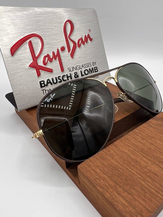 Vintage Ray Ban B&L Brown Leathers Aviators G15 6… - image 4