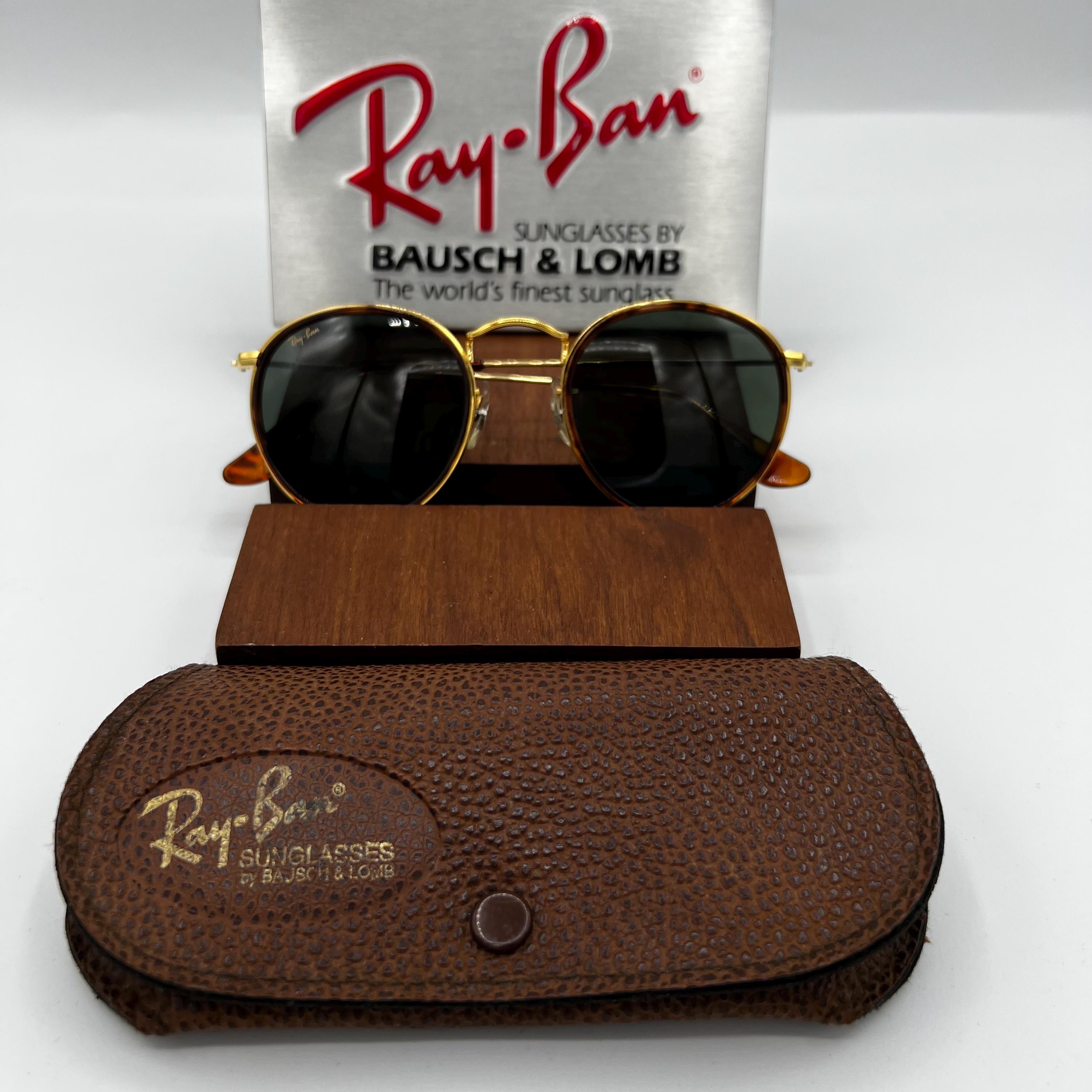 Vintage Ray Ban B&L Round Tortoise Insert W1674 49mm Sunglasses