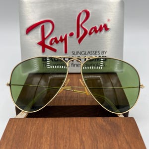 Vintage B&L Ray Ban Bausch  Lomb 1/10 12k GF 58mm RB3 Green Aviator w/Case