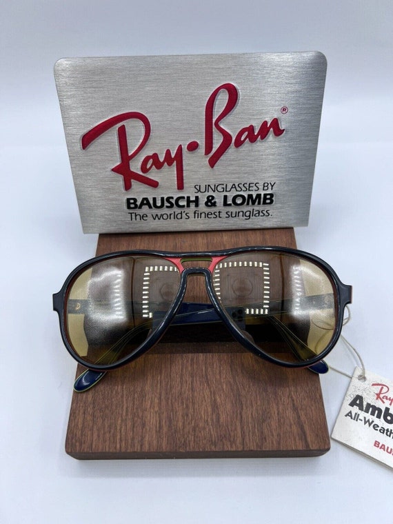 Vintage Ray Ban BL Vagabond L9744 Black Blue Ambe… - image 3