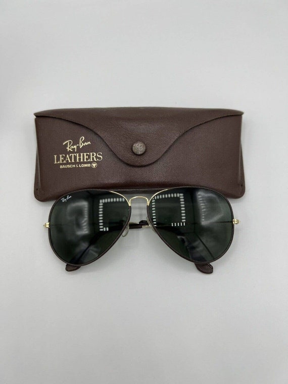 Vintage Ray Ban B&L Brown Leathers Aviators G15 6… - image 8