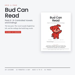 Learn to Read Program Pack 6 | Science of Reading Phonics Printable | R-Controlled Vowels Prefixes Suffixes | Homeschool PDF Ages 6-9