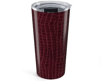 Vinröd krokodilstrukturerad tumbler 20oz | Mönster med konstläder i alligatormönster
