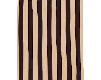 Brown Beige Vertical Stripe Velveteen Plush Blanket | Cozy Throw