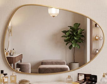 Irregular Wall Mirror, Asymmetric Wood Mirror, Organic Modern Home Decor