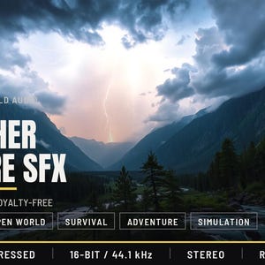 Weather and Nature Sound Effects - 220 Rain, Thunder, Wind, Fire and Water WAV Sounds
