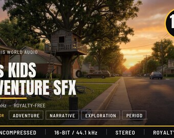 80s Kids Adventure Sound Effects Library - 122 WAV Files, Bikes, Walkie-Talkies, Treehouse for Unity and Godot