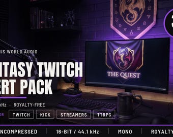 Fantasy Twitch Alert Pack - 30 D&D Voice Alerts for Streamers (Merchant, Guard and Innkeeper)