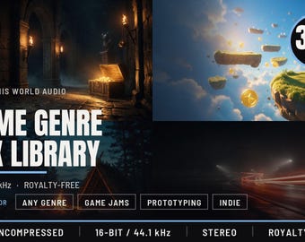 Genre Library Game Sound Effects - 360 WAV Files, 12 Game Genres for Developers