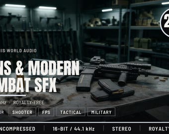 Guns and Combat Game Sound Effects - 240 WAV Files for Unity, Godot and Unreal