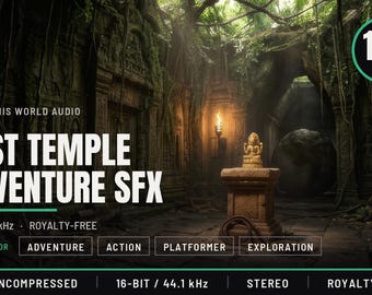 Lost Temple Adventure Sound Effects - 138 WAV Files, Traps, Boulders, Whips, Treasure for Unity, Godot and Unreal