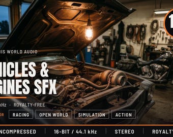 Car and Vehicle Sound Effects Library - 144 WAV Files, Engines, Revs, Crashes, Horns for Racing Games