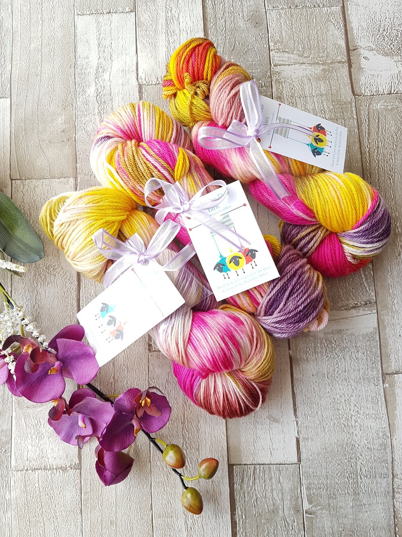 yorkshire in bloom Colourway hand dyed wool sparkle sock yarn 4ply yarn Dyed to order in UK. Double Knit yarn Hand dyed yarn