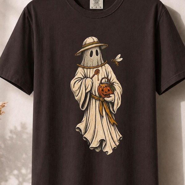 Ghost Beekeeper Shirt | Vintage Halloween Bee Tee | Spooky Beekeeping Gift