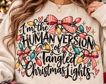 Tangled Christmas Lights PNG,Funny Human Christmas Lights Design,Holiday Humor PNG, Christmas Shirt Graphic, Festive Xmas Sublimation,Trendy
