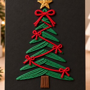 Weihnachtskarte mit Stickmuster, druckbare Weihnachtskarte (PDF), Stickvorlage, DIY-Weihnachtskarte, Koketter Baum