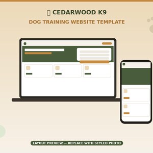 Dog Training Website Template | Obedience School HTML Site | Programs Class Schedule & Booking Form | 6 Page Instant Download