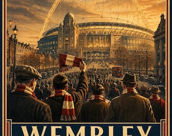 Wembley Stadium London Vintage Football Poster | England Wall Art