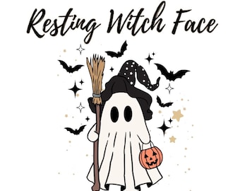 Resting Witch Face Ghost Halloween PNG (Digital Download)